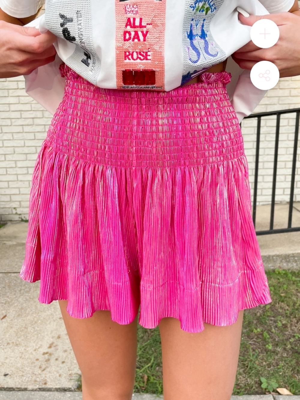 QUEEN OF SPARKLES Hot Pink Smocked Mini Shorts